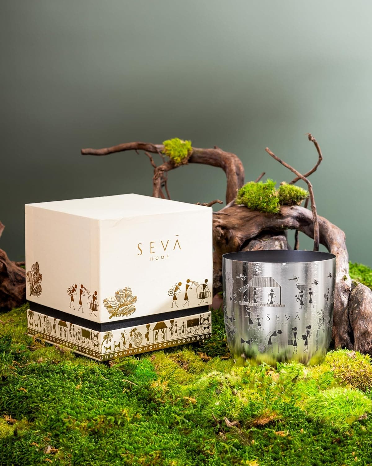 SEVA HOME Heirloom Dil Se Rustic Roots Silver Large Candle Luxury Gifting 55 Hour Burn Premium Soy Wax Premium Home Decor Long Lasting