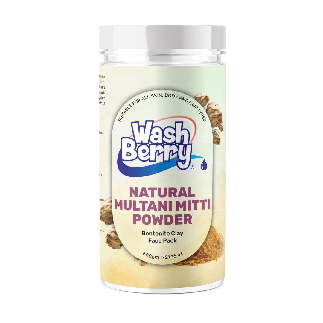 WashBerry 100 Pure Organic Natural Multani Mitti Powder for Face Pack Skin HairFullers Earth Bentonite Clay for All Skin Type 600 Gram