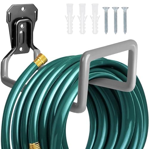 PeoMev Garden Hose Holder Metal Garden Hose Reel Wall Mounted Water Hose Holders for Outside Heavy Duty Hose Hanger for Water Hose Storage
