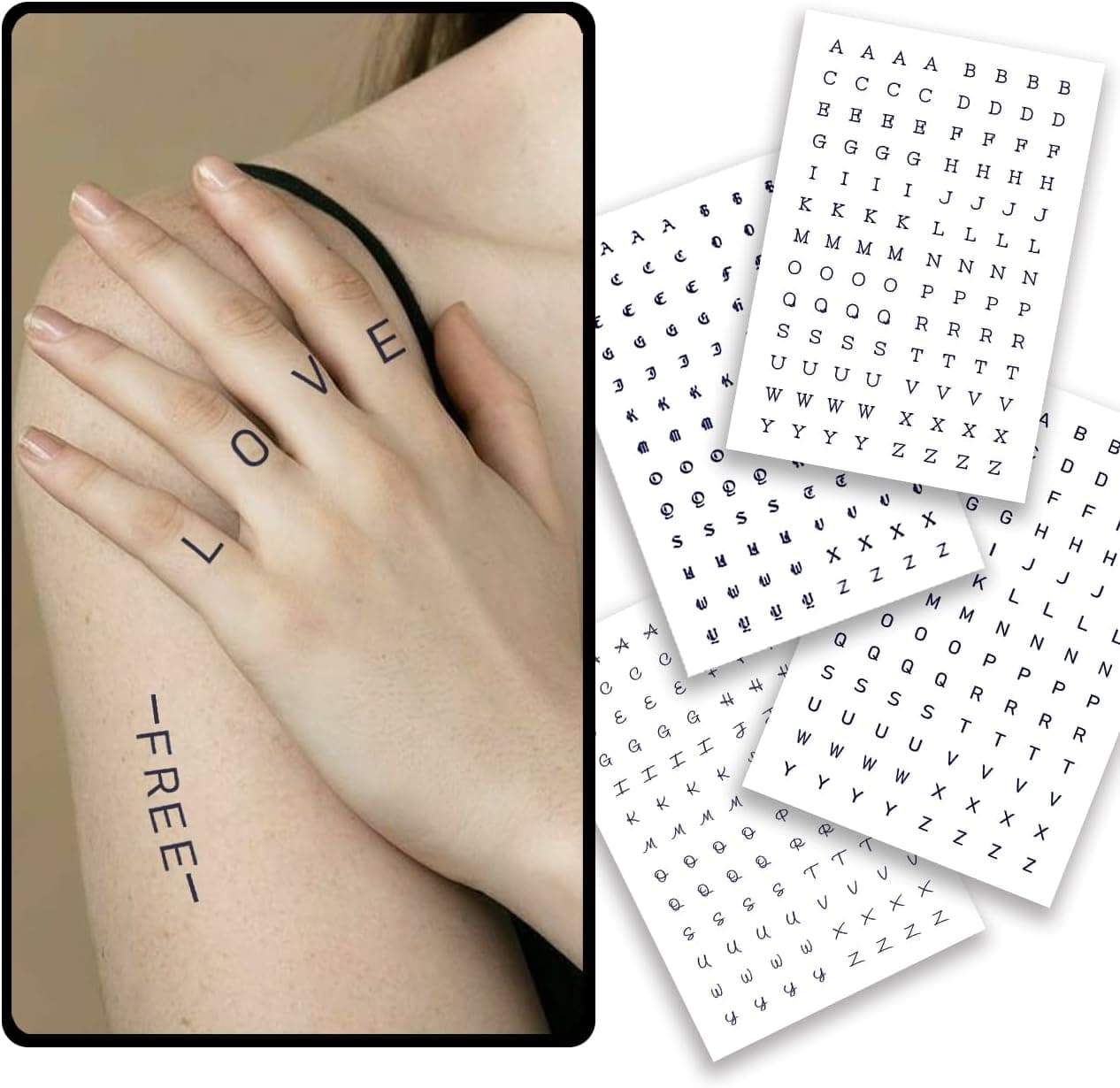 English Letters SemiPermanent Tattoos for Adult2 Weeks Long Last Letters Fake Tattoos for Women Men Finger Neck BodyFades NaturallyNo ReflectionWaterproofRealisticDIY Letters Stickers