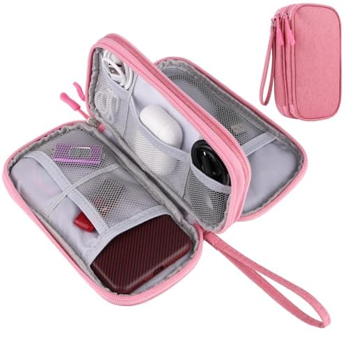 Pink Travel Gadget Bag - Ultimate Cable &accessories Organizer for Chargers, Phones & Memory Cards