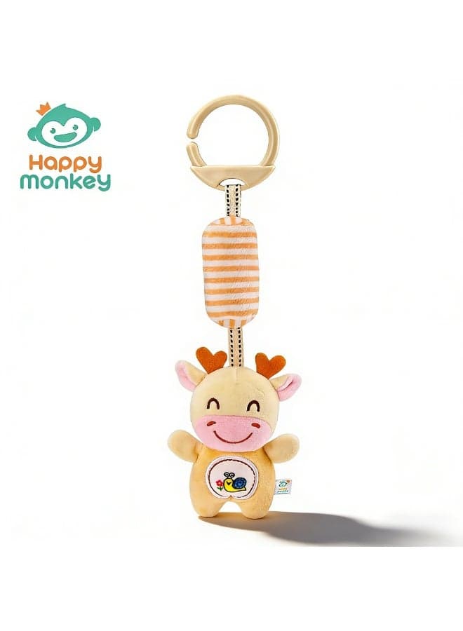 Happymonkey Soft Plush Animal Wind Chime | Baby Soothing Sensory Toy 0-12M | Safe for Chewing & Sleeping