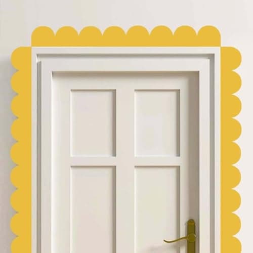 FUFUQUARE Yellow Wavy Line Wall Stickers MultiWave Border Edge Board Decor Scalloped DIY Wall Decals for Skirting Decoration Childrens Room Baby Room