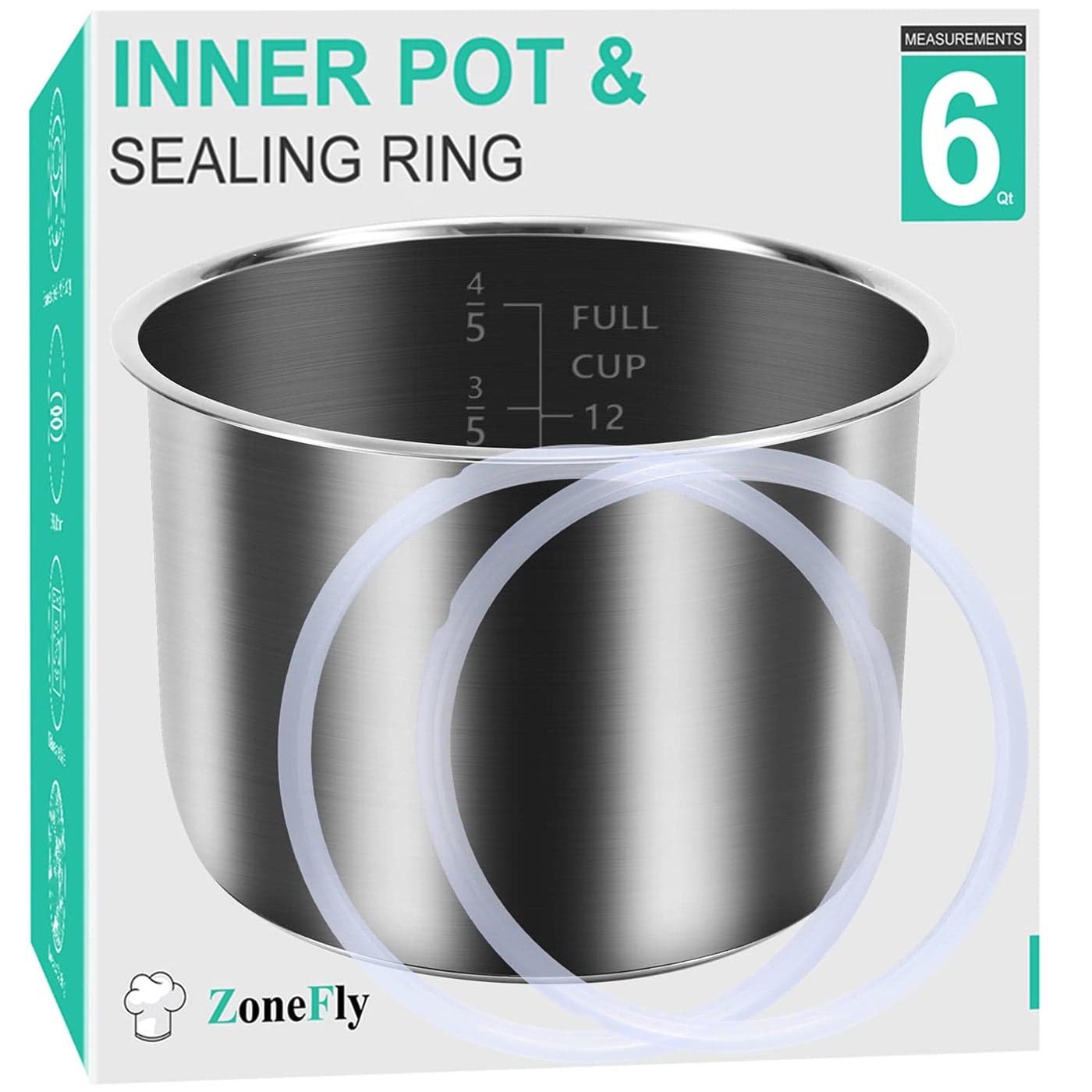 Inner Pot for Instant Pot 6 Qt with 2Pack 100 Silicone Sealing Ring Replacement Pot for InstaPot Cooking Pot Stainless Steel Equivalent to IPPOTSS30460 Nonstick Pot 6Qt Liner