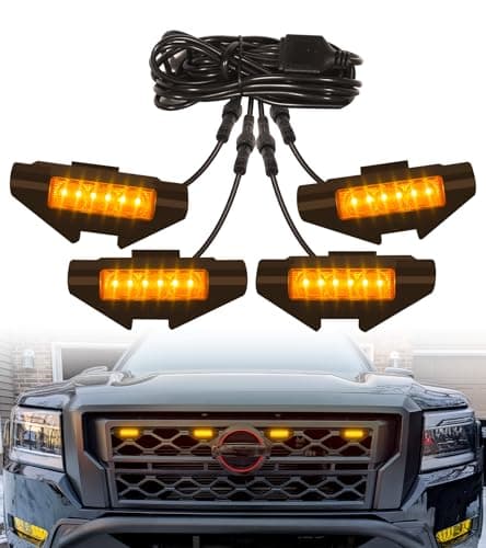 Grill Lights for Nissan Frontier 2022-2024 Front Bumper Grille Marker Accent Head Lamps DRL PRO 4X X S SV SL Accessories (Amber)