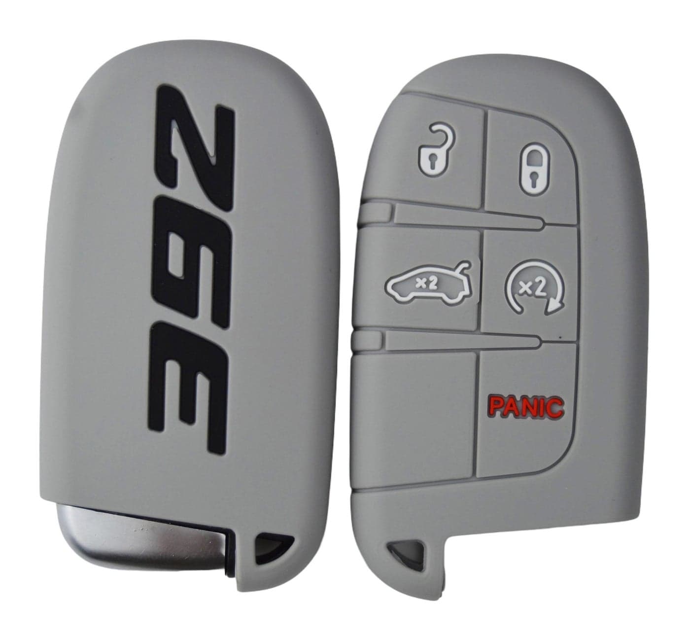 392 Silicone Key Fob Cover for Dodge Charger Challenger SRT Hornet RT Dart Durango Journey and Jeep Cherokee Compass Renegade Chrysler 300 Keyless 5 Buttons Case Accessories