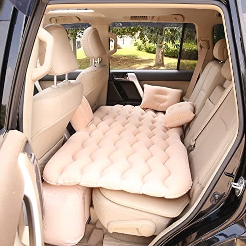 Thump A2 Multifunctional Inflatable Car Bed Mattress Universal Car Back Seat for Baby Travel Air Inflation with Two Air Pillows, Car Air Pump and Repair Kit (Beige)