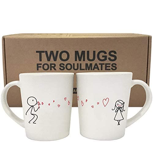 BoldLoft From My Heart to Yours His and Hers Matching Couple Coffee Mugs Set -Couples Gifts Valentines Anniversary Wedding Engagement Gifts for Wife Girlfriend Romantic Home Decor for Her