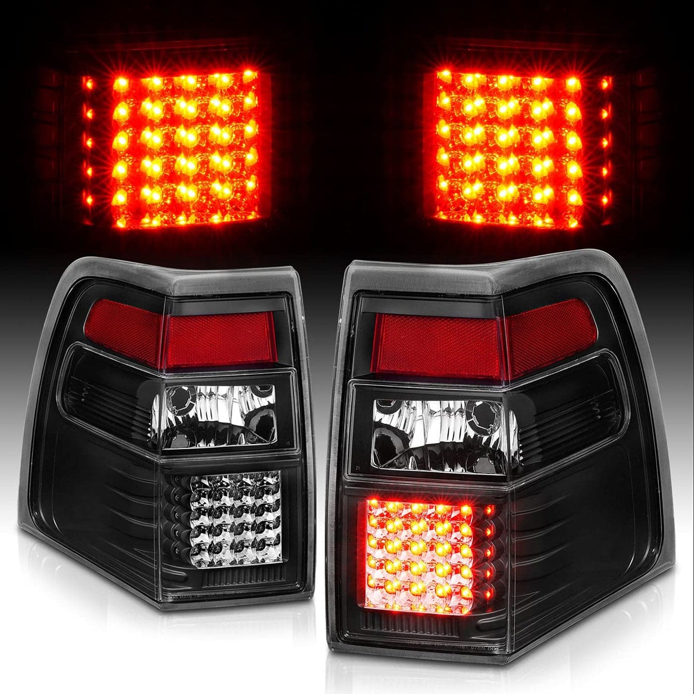 AmeriLite Black LED Replacement Brake Tail Lights Set For 20072017 Ford Expedition Passenger and Driver Side