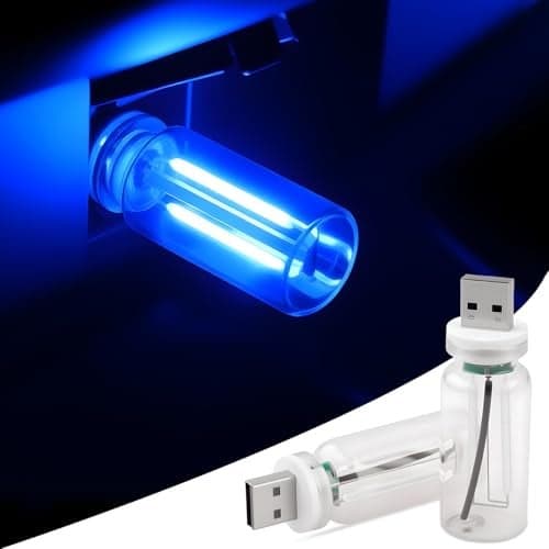 2 PCS Car USB Lights Plugin Retro Car Atmosphere Lamp with Touch Dimmable Portable Mini Glass Bottle LED Bulb Night Lights for Vehicle Bedroom Hallway Camping Holiday Decoration Blue