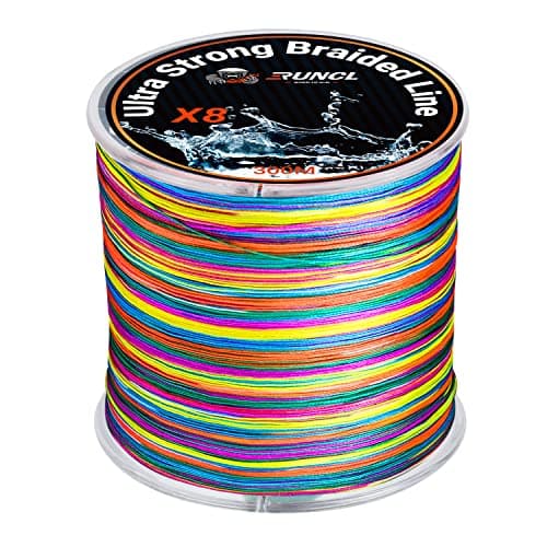 RUNCL Braided Fishing Line, 8 Strand Abrasion Resistant Fishing Line Braid, Super Durable, Smooth Casting, Zero Stretch, Smaller Diameter, Hi Vis, 328-1093 Yards, 12-100LB(85LB,328yds)