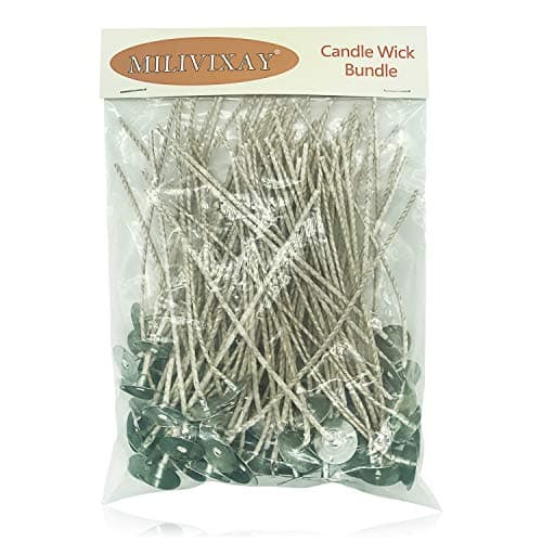 MILIVIXAY 100pcs 8inch Soy Candle Wicks for Candle Making Coated with Natural Soy Wax Low Smoke Cotton Threads Woven with Paper Thick Candle Wick with Base