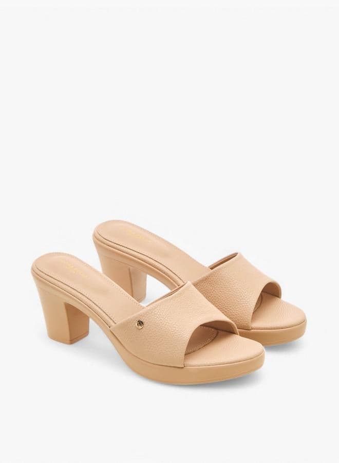 Flora Bella Textured Slip-On Sandals With Block Heel