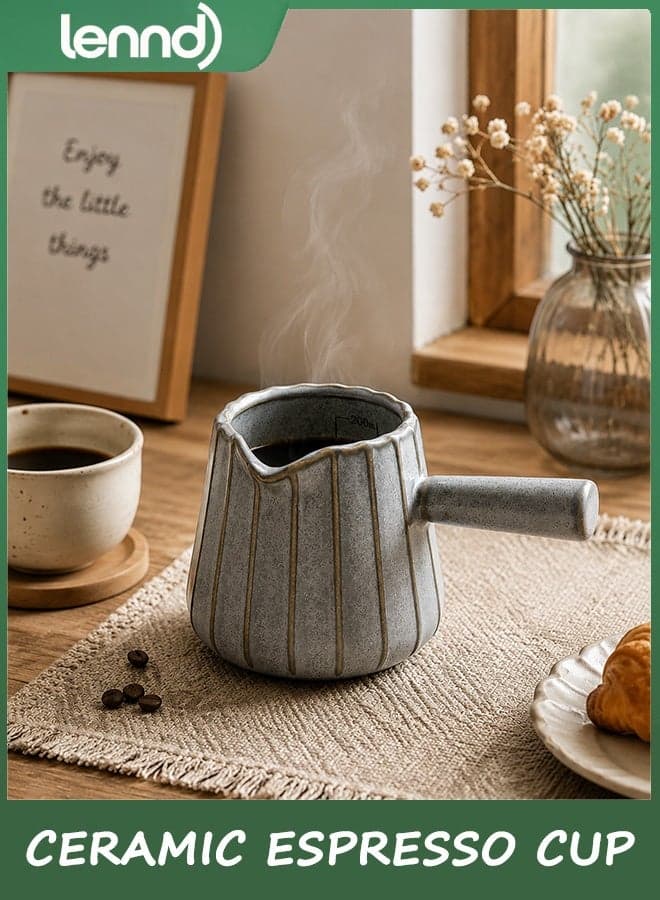 Espresso Cup, Ceramic Espresso Measuring Cup with Handle, Expresso Shots Cups with Spout, Espresso Accessories, 200ML