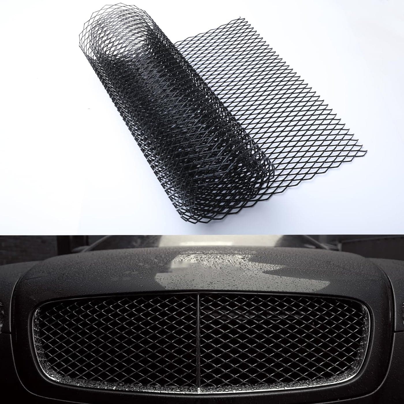 Tongze 40 x 13 Universal Black Metal Mesh Aluminum Alloy 10 x 20mm Rhombic Hole Car Grill Mesh for Front Grille Insert Bumper