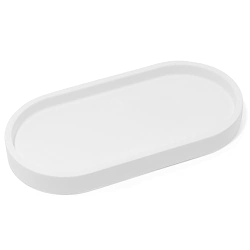 Yew Design - Matte White Round Soap Dispenser Tray, 8” Soap and Lotion Bottle Tray Organizer Plate for Bathrooms, Kitchens, Countertops - Holds 2 Soap Dispensers
