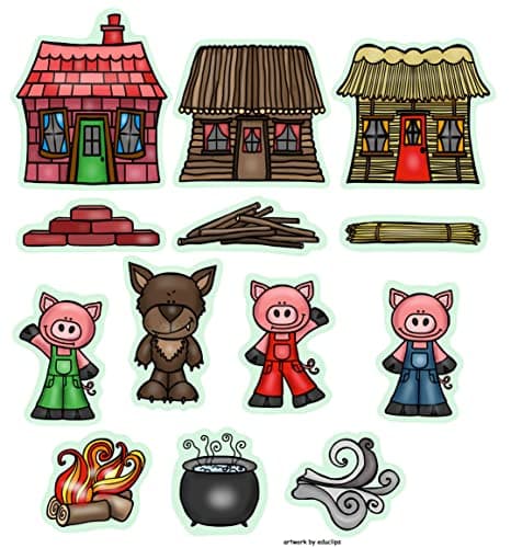 Three Little Pigs and Goldilock The Three Bears Story Set Flannel Felt Board Figures PRECUT Plus Activity Pages Preschool Toddlers 2 Medium Sets 1 Pigs 1 Goldilocks