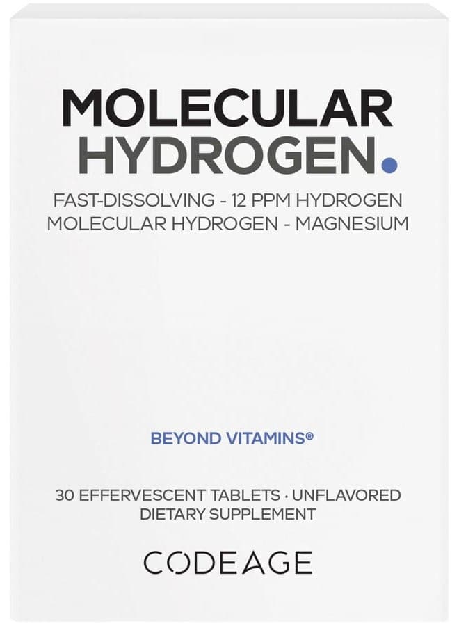 Molecular Hydrogen Supplement - Fast-Dissolving 12 PPM Hydrogen Water Tablets with Elemental Magnesium - Hydration Tablet Body Function - Unflavored, Vegan, Non-GMO, Gluten-Free - 30 Tablets