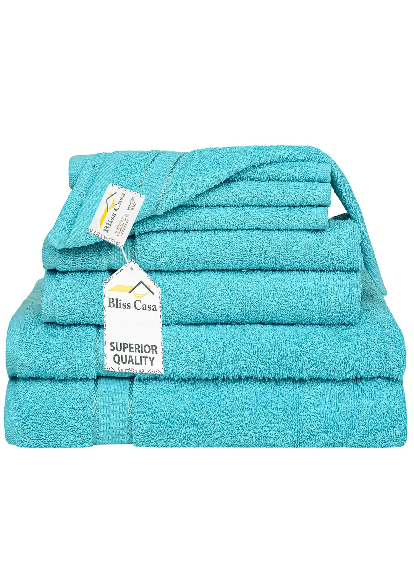 Bliss Casa - 8 Pieces Towel Set - 2 Bath Towels, 2 Hand Towels, and 4 Washcloths, Ring Spun Cotton Highly Absorbent Towels for Bathroom, Shower Towel