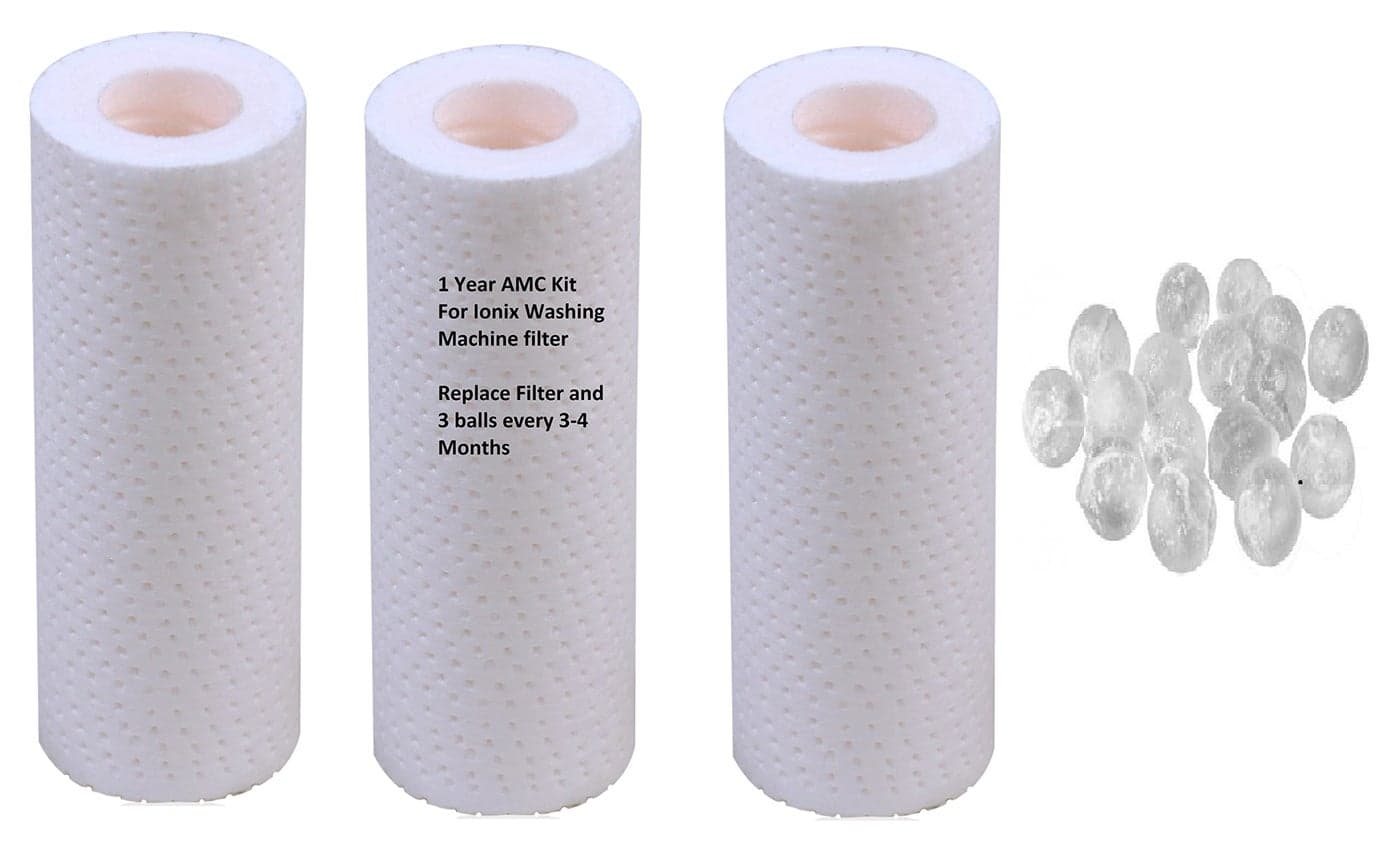 IONIX spare filter cartridge set for washing machine/Shower/Geyser filter, Remove sediment & hardness from water(3 cartridges and 15 softnening balls)