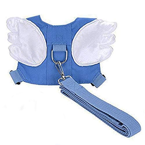 SNOWIE Soft ® Anti-Lost Band for Kids Baby Safety Walking Harness, Toddler Harness Reins with Leash Kids Assistant Strap Angel Wings Travel Haress for 1-8 Years Kids (Blue