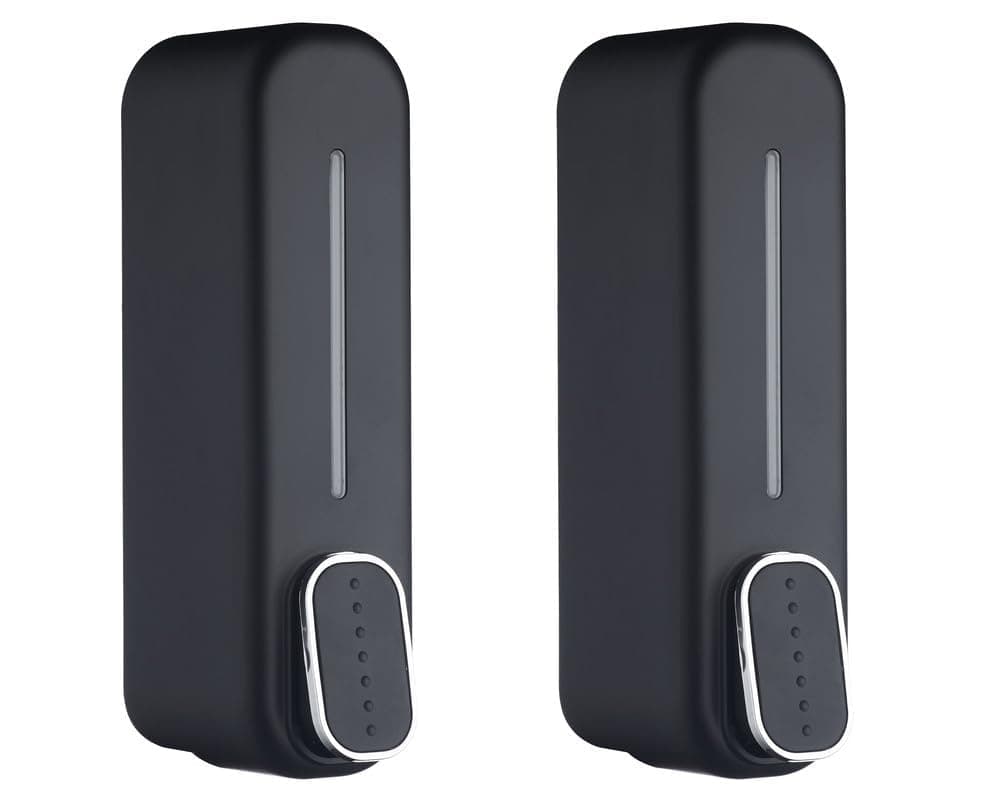 BATH GURU Abs Wall Mounted Shampoo Sanitizer Lotion Hand Dish Wash Gel Liquid Soap Dispenser for Bathroom Kitchen Pack of 2 (350 Ml, Black)