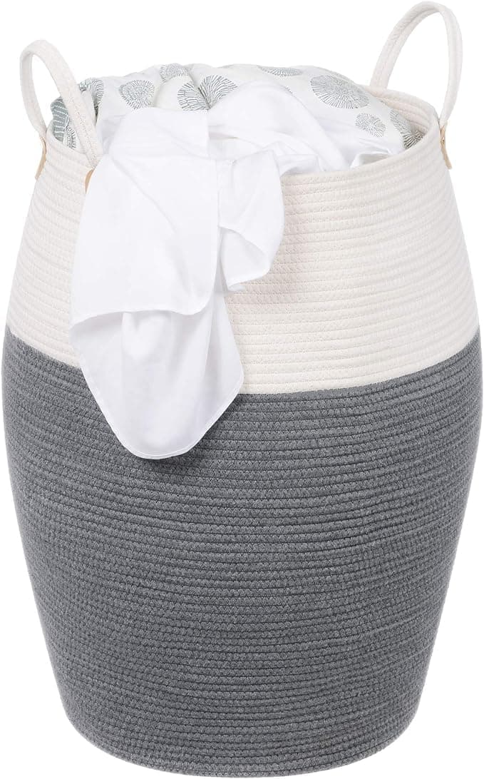 Jukkre Laundry Basket Hamper Foldable Woven Basket With Handle Used for Toys and Fabric Storage Basket Storing Storage box Decorative Storage Box in Living Room and Bathroom