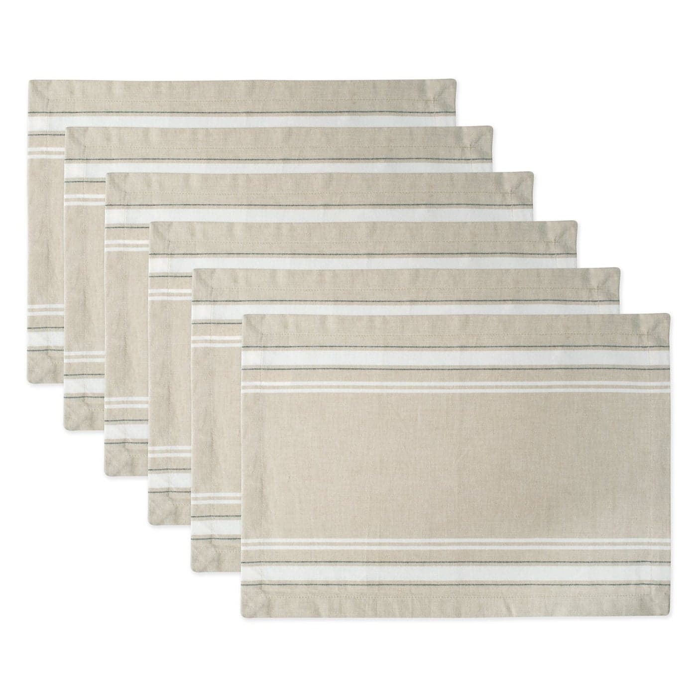 DII French Stripe Dining Table Collection Farmhouse Style Placemat Set 13x19 Inches TaupeWhite 6 Piece