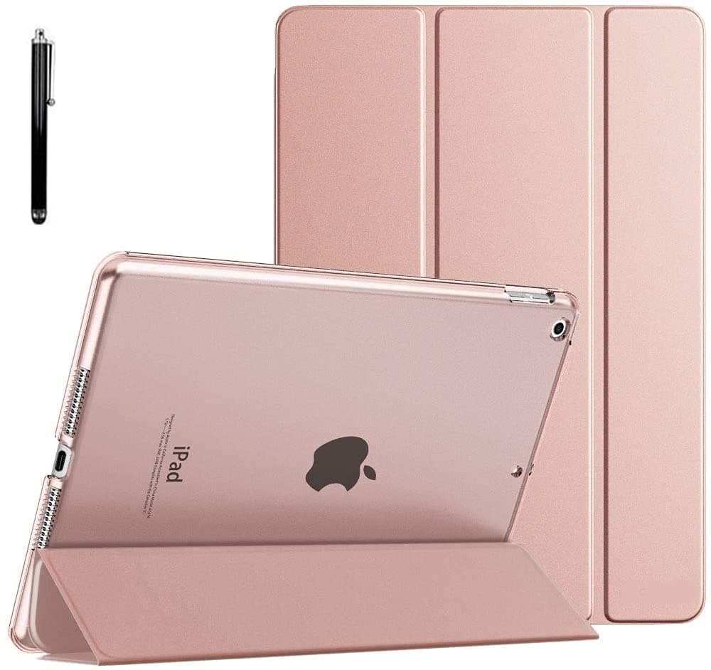 ProElite Faux Leather Smart Flip Case Cover for Apple Ipad 10.2" 9Th Gen (2021) / 8Th Gen / 7Th Gen with Stylus Pen, Rose Gold