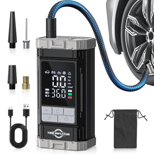 Aneson Tire Inflator Portable Air Compressor, 2X Fast Air Pump with Digital Gauge 150 PSI, Auto Shutoff for Roadside Inflation, Daily Car Care, Motorcycles, Bikes, and Sports Ball, One-Click Start