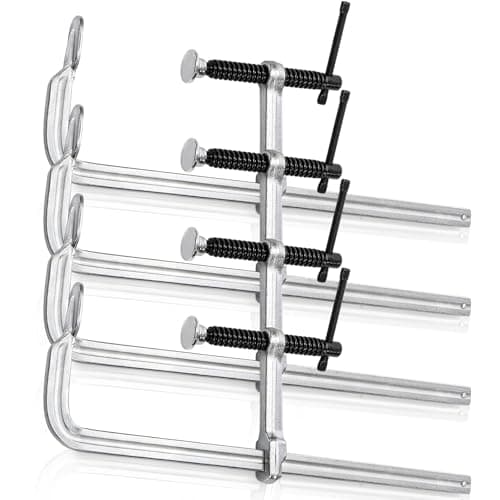 SOUJOY 4 Pack Bar Clamp for Welding, 12 Inch F Clamp, Light -Duty Steel Drop Forged Bar Clamps with Max 450Lbs Load Limit for Welding, Woodworking, Metal working, DIY and Crafts