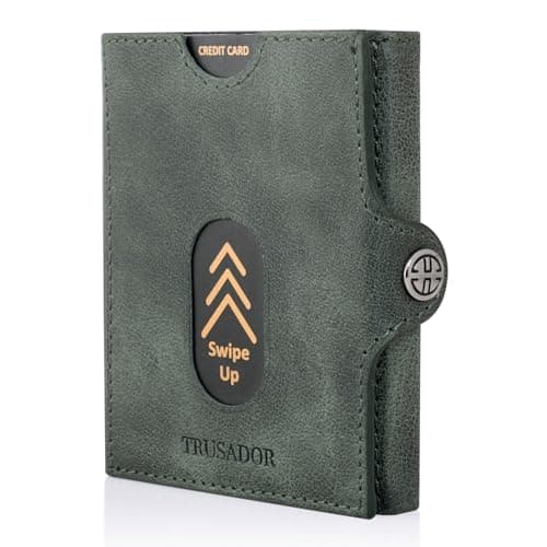 TRUSADOR Valencia Unisex Leather Wallet Small Compact Front Pocket RFID With Coin Pocket Wallets (With Coin Pocket, Green)