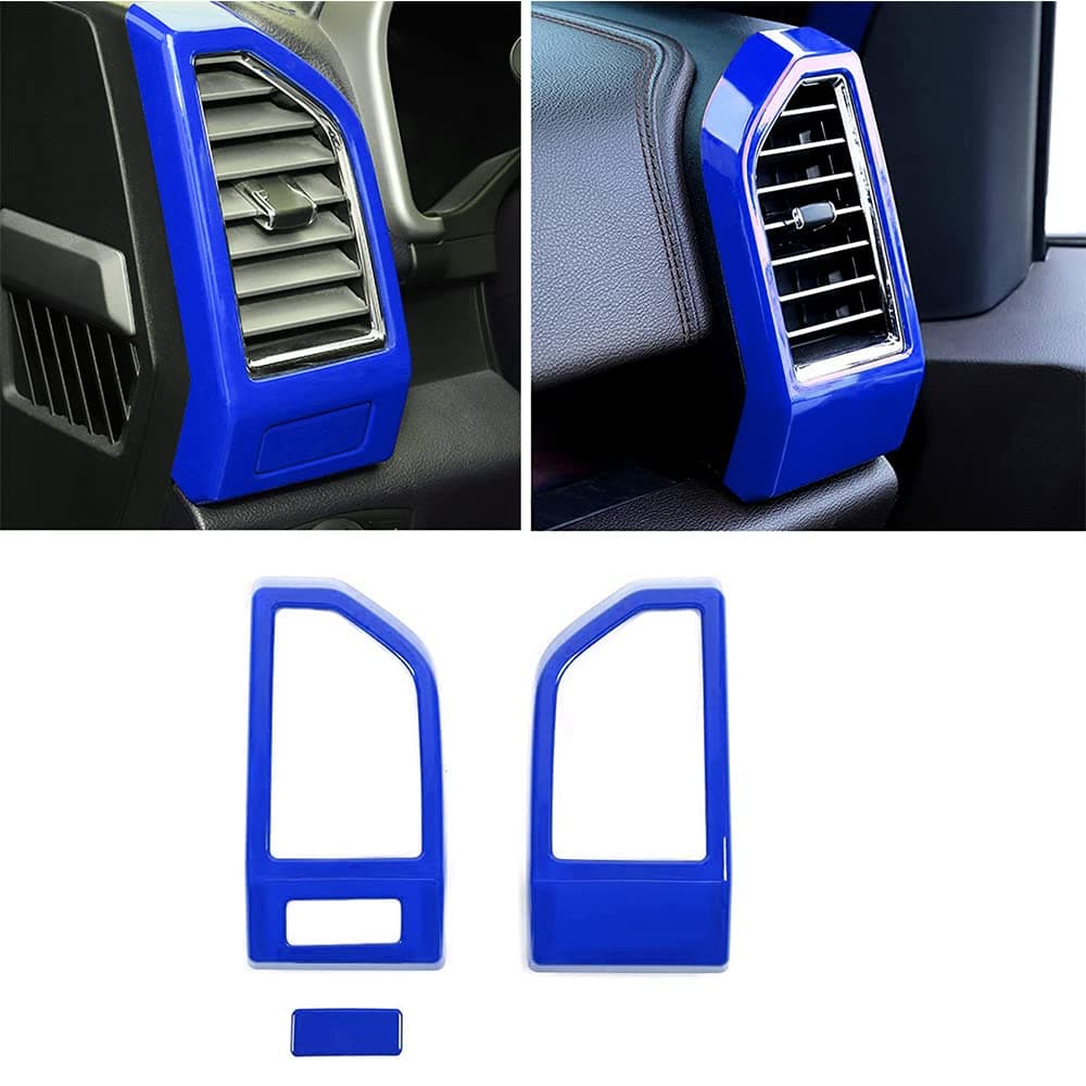 Keptrim for F150 ABS Blue Dash Air Conditioner Outlet Vent Trim for 20152020 Ford F150 3pcs