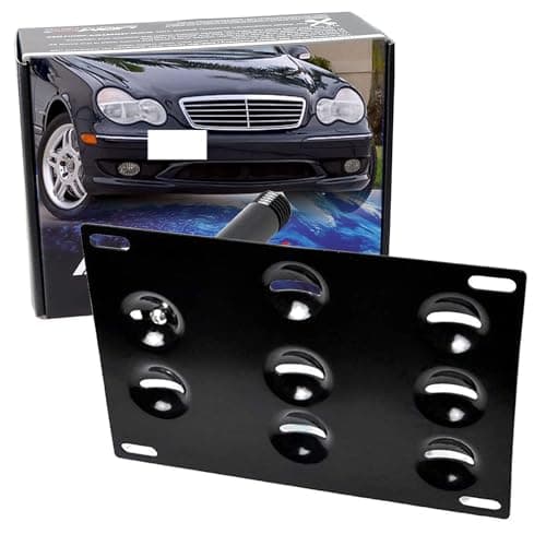 iJDMTOY No Drill Front Bumper Tow Hook License Plate Mounting Bracket Adapter Kit Compatible with Mercedes W203 W210 W211 W219 W220 C208 C E S CLS CLK Class