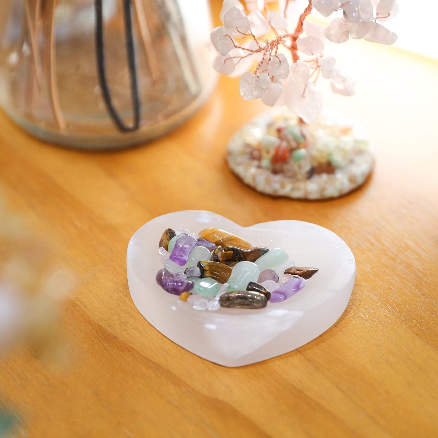 Halukakah Selenite Bowl from Moroccan Portable HeartShaped Mini Plate 246cm for Charging and Cleansing Crystals Healing Stones on the Go