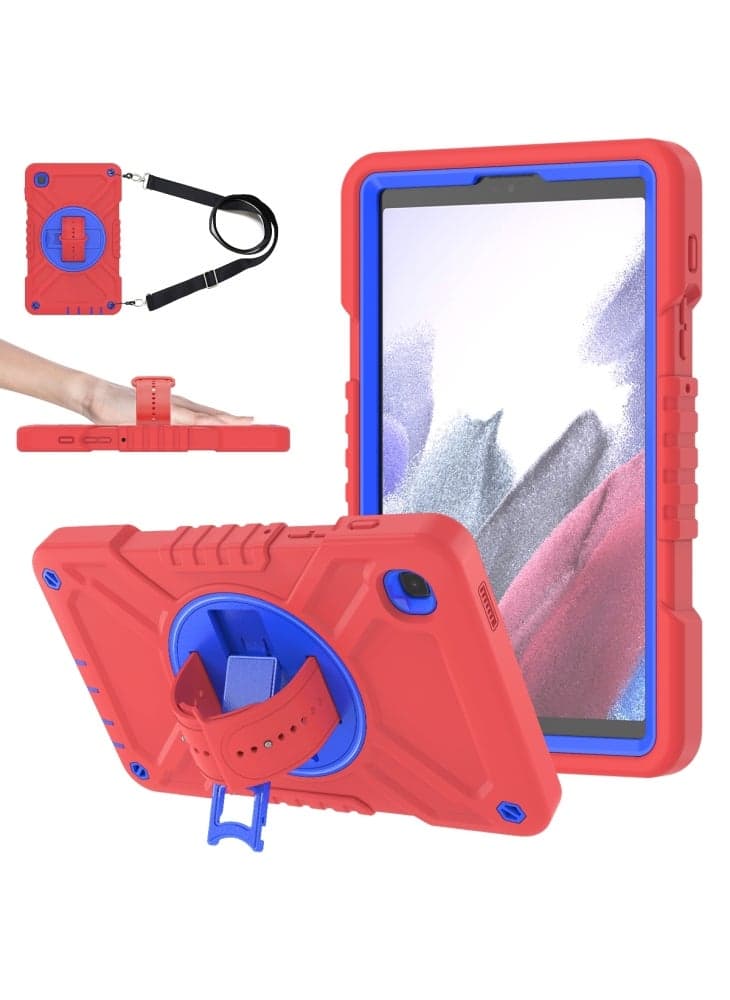 for Samsung Galaxy Tab A7 Lite 8.7-inch Tablet Case PC+Silicone Rotatable Kickstand Cover - Red+Blue