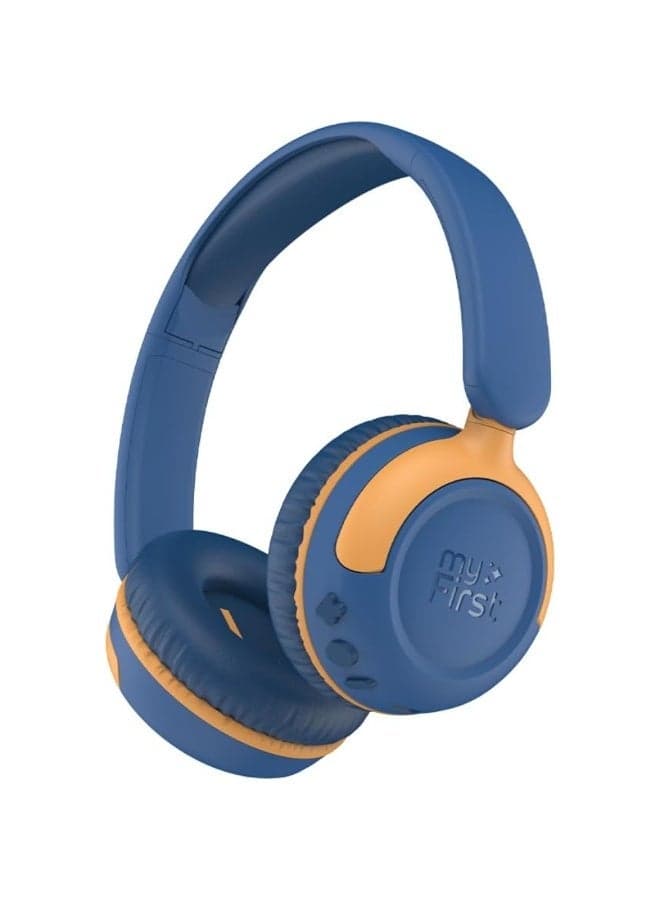 myFirst CareBuds Max - Wireless Headphones for Kids with Microphone Interchangeable EarPads Smart Volume Limit 52 Hours Playtime Fast Charging (Blueberry Pop)