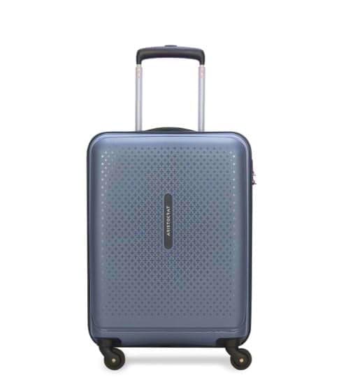 Aristocrat Cabin 55 Cm(Small) 4 Wheels Trolley Bags for Travel Hard Case Luggage, Lightweight Bag with Combination Lock & Robust Trolley with 5 Years Warranty (Blue)