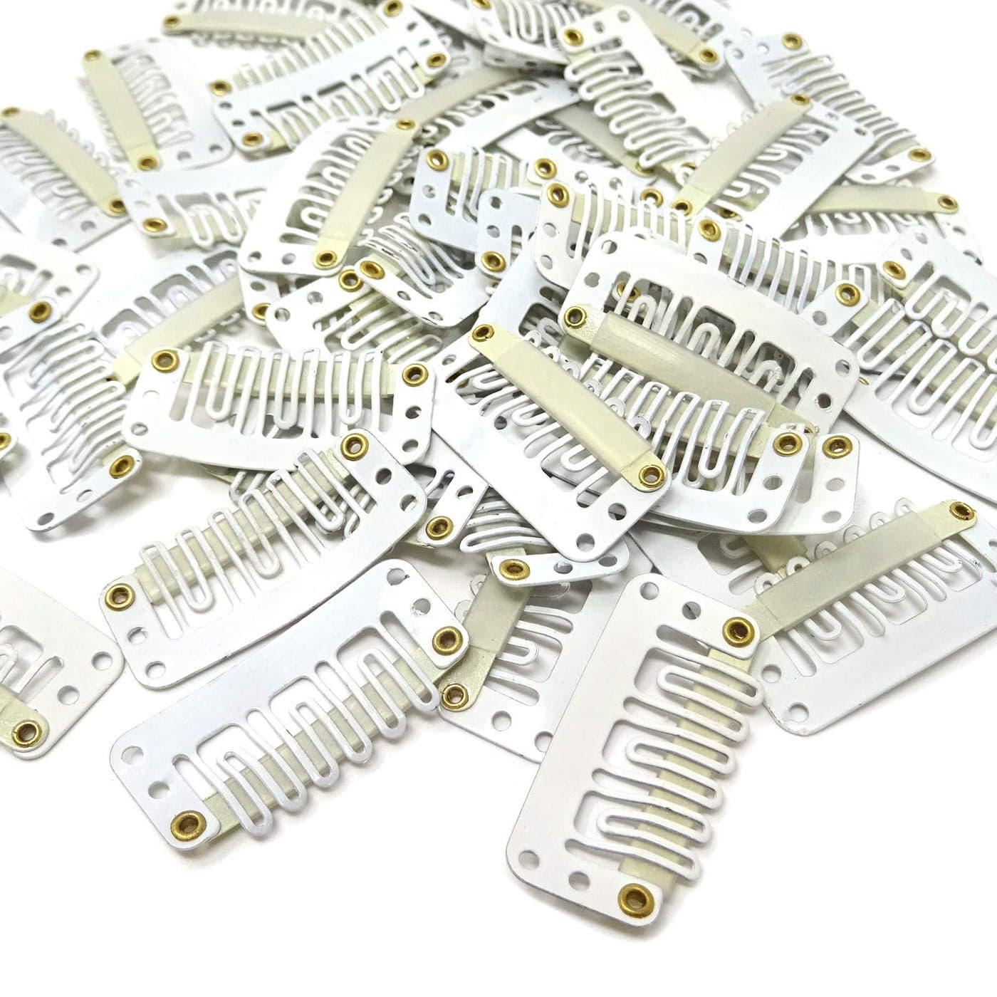 Honbay 50PCS 6Teeth UShape Snap Clips for Hair Extensions 33cm13inch Beige