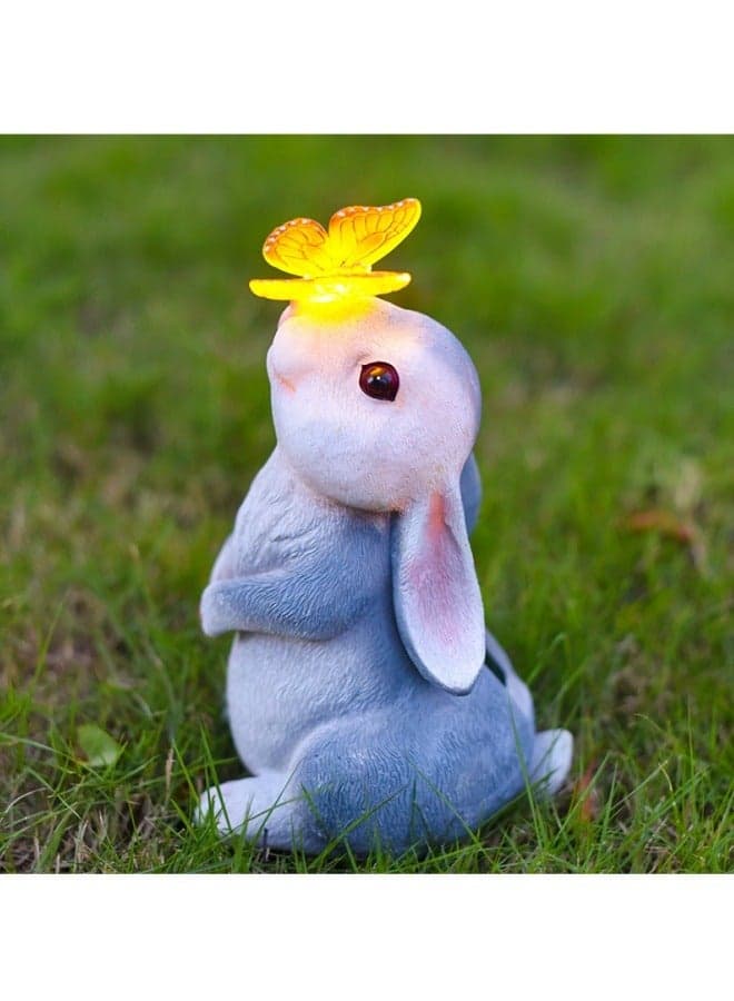 Resin Ornaments Cute Rabbit Decoration Solar Courtyard Light Outdoor Garden Animal Creative Cartoon Crafts