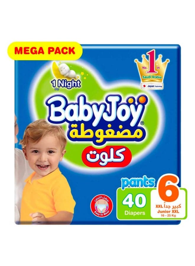 Compressed Culotte Pants Diaper, Size 6, Junior XXL, 16-23 Kg, Mega Pack, 40 Diapers