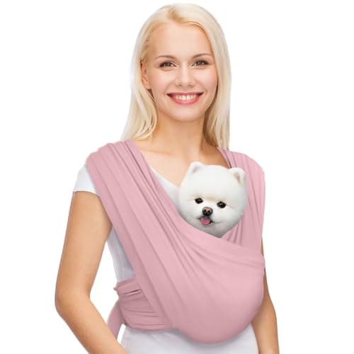 AnccoPlus Dog Carriers for Small Dogs Front Facing Dog Sling Carrier Hands Free Cat Carrier Size Adjustable Reducing Back Pain Premium Cotton Safe and Soft Dog Carrier Regular Light Pink