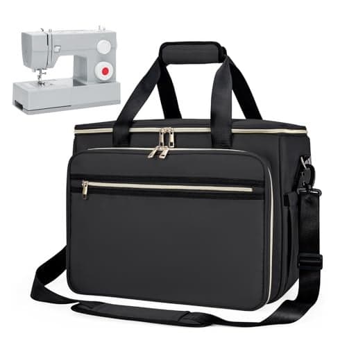 Anitor Sewing Machine Carrying Case with Removable Bottom Padding Sewing Machine Bag Fits Most Standard Sewing Machines and Storage Sewing Accessories for Singer Brother Janome BlackBag Only