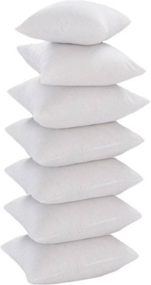 HOMECRUST Microfiber Cushion Fillers Pillow (White, 16 x 16 inch/40 x 40 cm) - Pack of 7