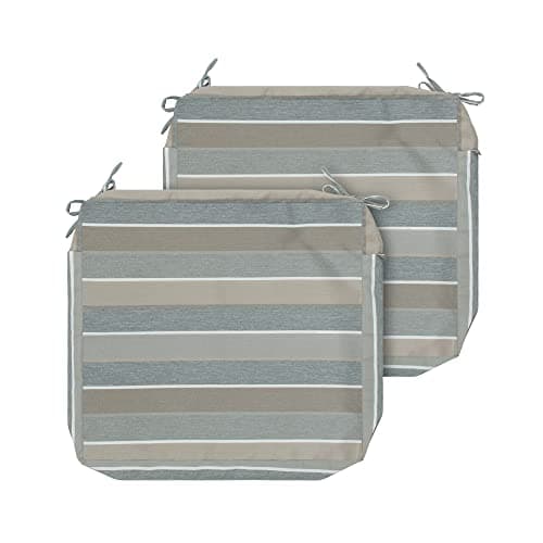 FUNHOME Outdoor Cushion Covers 24 x 22 x 4 inch,Set of 2,Replacement Seat Cushion Cover for Patio Furniture Chair,Water Resistant,Fade-Resistant Slipcover Only,No Insert(Gray Stipe)