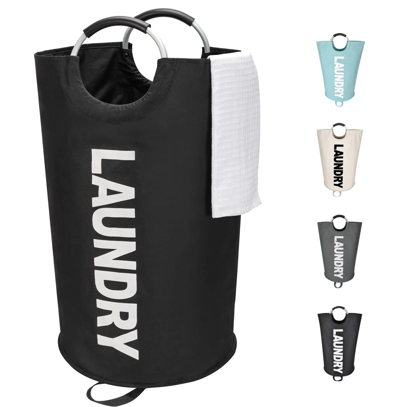 Maxsilan 90L Large Laundry Basket Freestanding Tall Clothes Hamper Collapsible Laundry Bag Black
