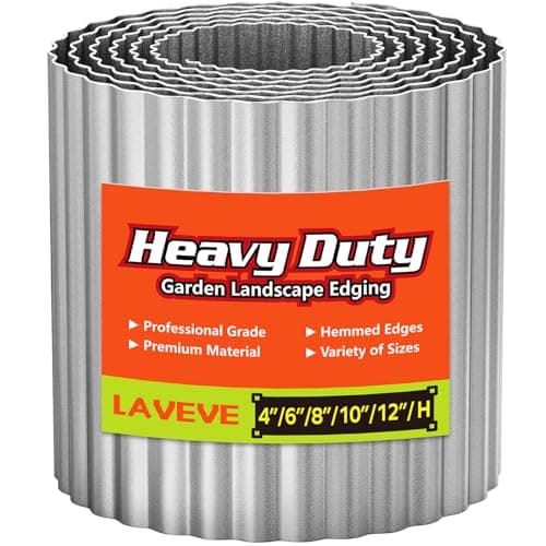 LAVEVE Corrugated Metal Garden Edging 6" x 10ft, Landscape Edging Border for Lawn, Flower Bed, Garden Fence, Paver Edging (Silver)