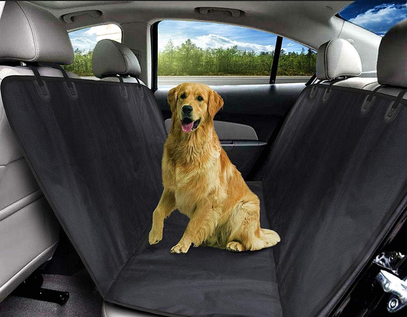 KOZI PET Dog Car Seat Covers Back for Dog Hammock Waterproof with Door Protection, Durable Nonslip Washable Rear Seat Covers, Large Travel Pet Seat Cover