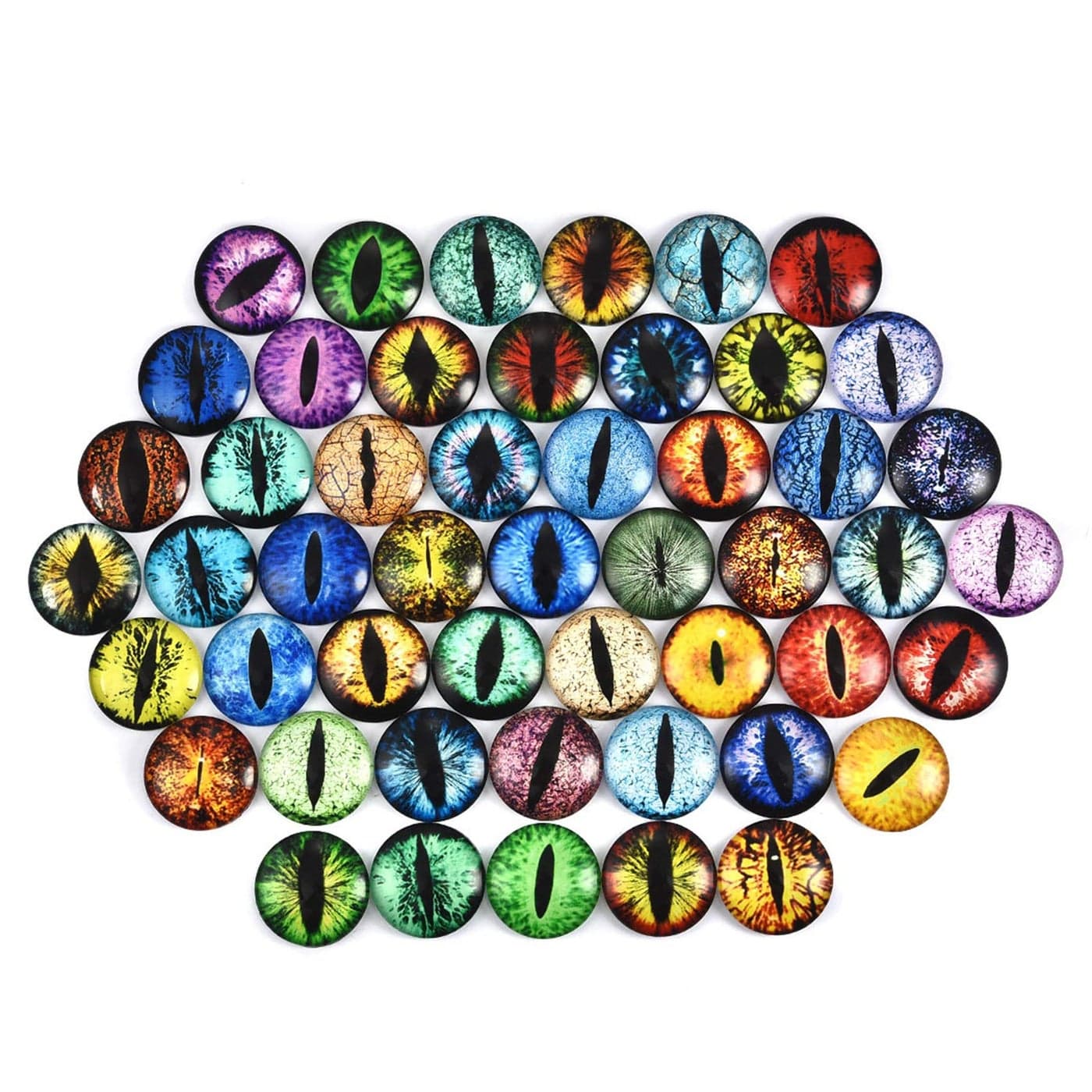 DROLE 100Pcs 20mm Glass Flatback Scrapbooking Dome Cabochons Eye Pattern Cabochon Glass Covered Dome Tiles for 20mm Pendant Bezel