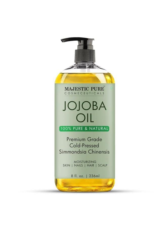 MAJESTIC PURE Jojoba Oil | 100% Pure Jojoba Oil for Skin, Hair, Scalp, Nails, Face | Cold Pressed & Hexane Free | Hair & Body Oil | 8 Fl Oz